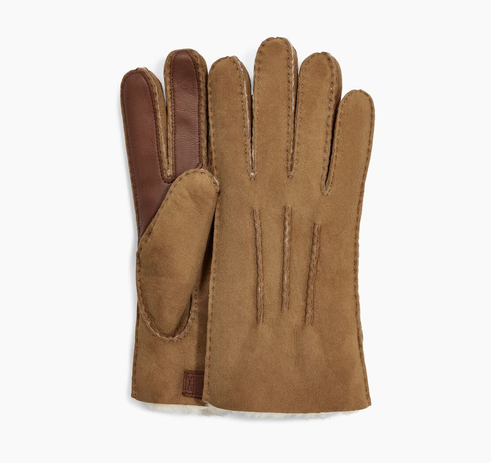 Ugg Gloves Canada - Ugg Men's Contrast Sheepskin Tech Brown